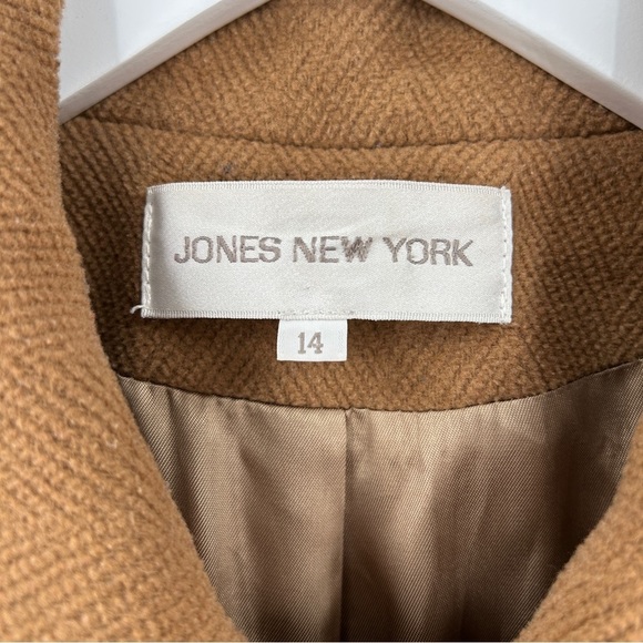 Jones New York Wool Blend Tan Pea Coat Size 14 - Picture 5 of 12